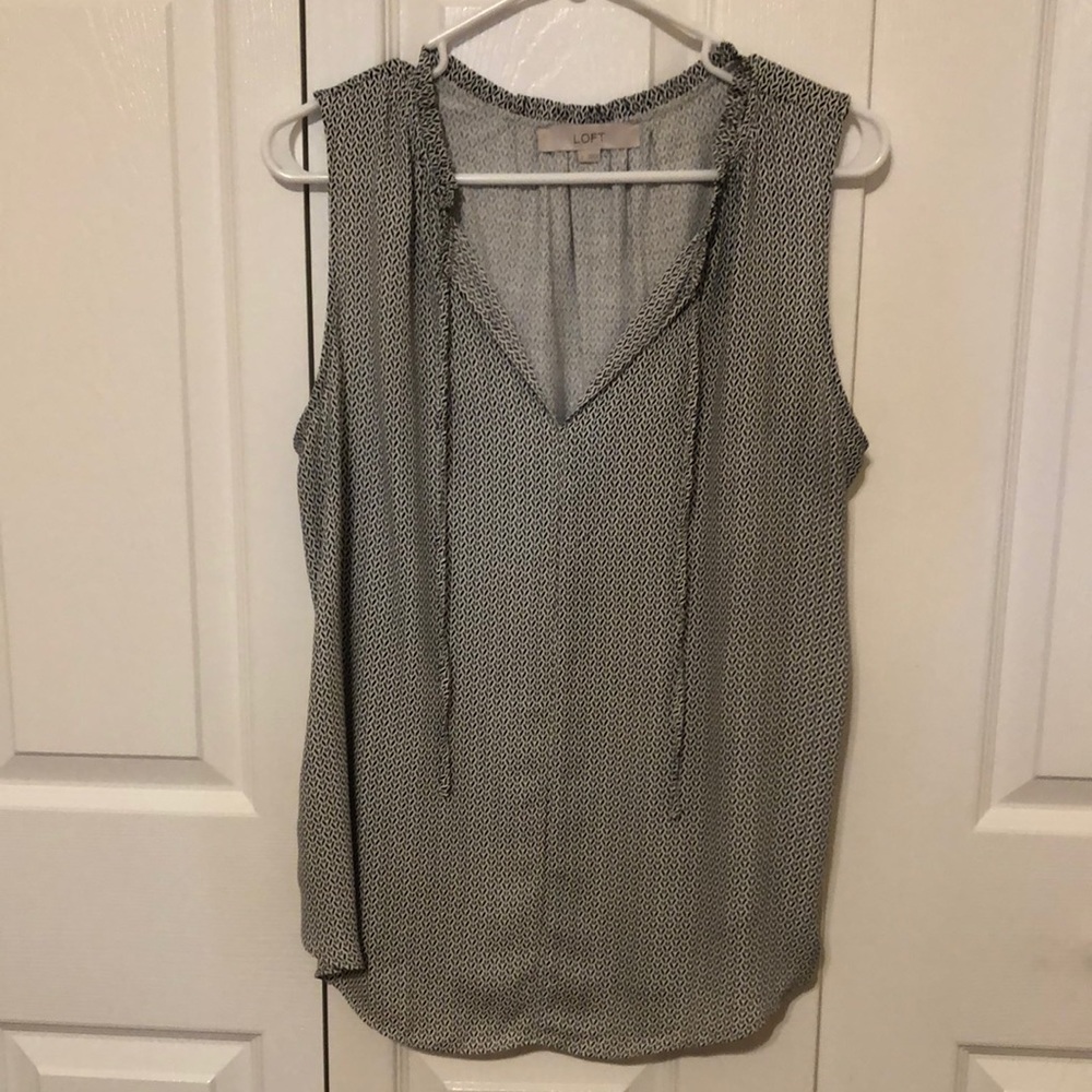 LOFT Sleeveless blouse with tie front detail